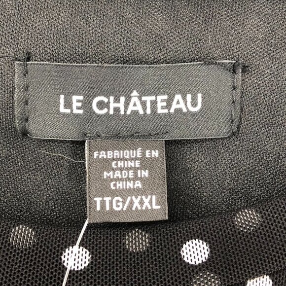 Le Chateau  Black white Polka Dot short sleeve ruched NWT Dress Size XXL - Picture 4 of 16